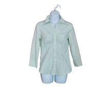 Womens long sleeve button down dress shirt small stretch collared green ... - £12.16 GBP