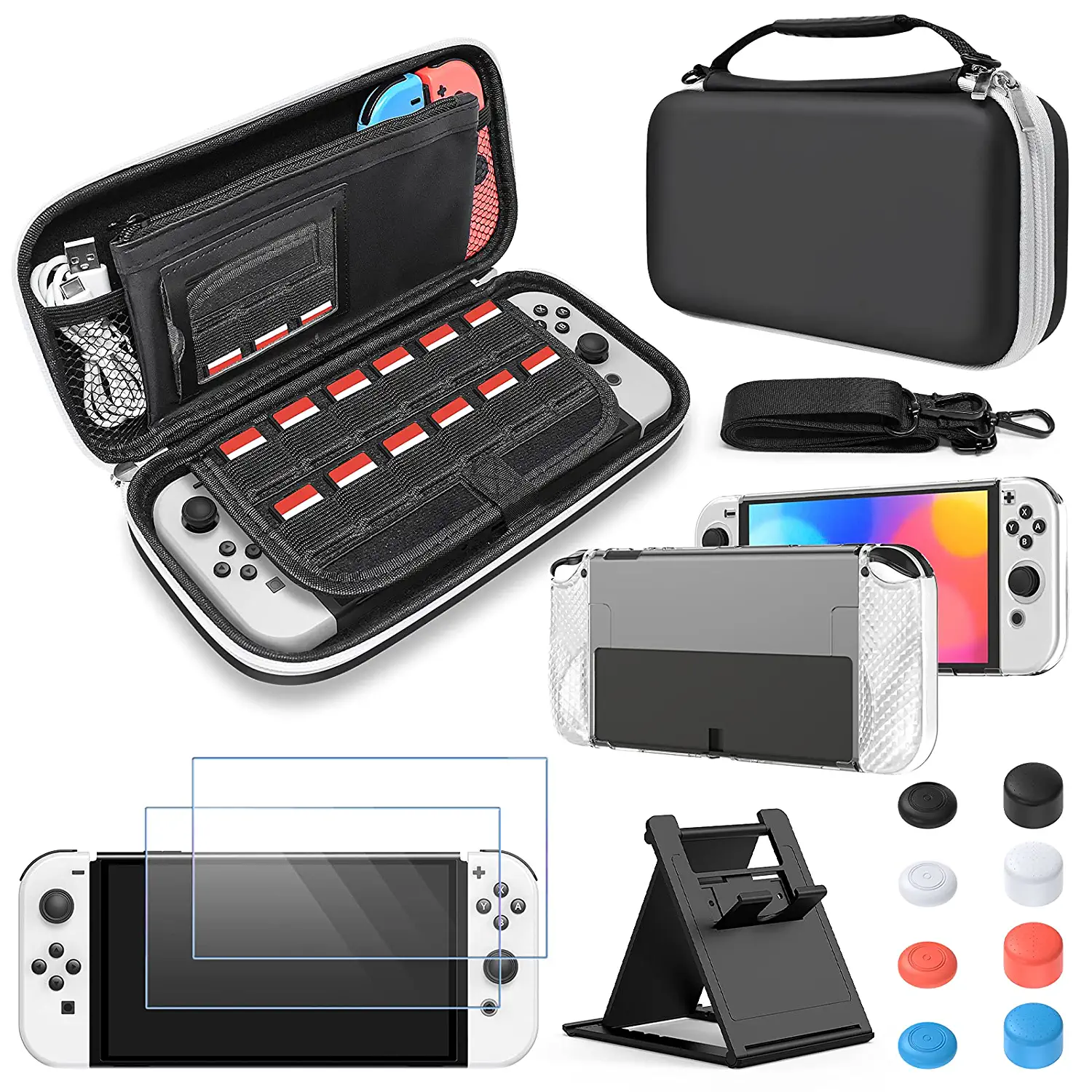 Accessories Bundle Compatible With Nintendo Switch Oled, Carrying Case With Shou - £34.79 GBP