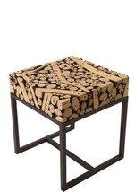 Side Table Padmas Plantation Safari Rustic Square Powder-Coated Black Teak - £1,025.54 GBP