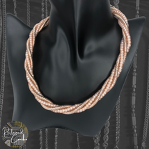 Womens Rose Gold Twisted Chain and Beads Necklace with Gold Tone Accents Jewelry - £19.98 GBP