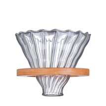 Glass Coffee Dripper/Filter - Glass Pour Over Coffee Cone With Bamboo St... - £30.65 GBP