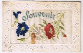 Greeting Postcard Embossed Silk Embroidered Souvenir - £6.31 GBP