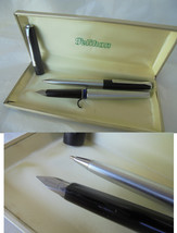 PELIKAN SILVEXA set ball pen and fountain pen black and steel Original in gift b - $60.00