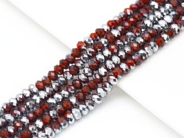 Silver Plated Natural Red Agate - 4x6/5x8mm Rondelle Faceted Beads - Sku#UA256 - $15.00