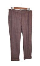 J Jill Womens Crop Ankle14 Brown/Blue Houndstooth Stretch Flat Front Pants - £23.59 GBP