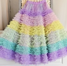 A-line Rainbow Layered Tulle Skirt Women Plus Size Tiered Holiday Tulle Skirt  image 4