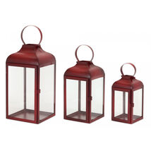 Modern Red Metal Lantern (Set of 3) - 880138 - $72.66