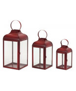 Modern Red Metal Lantern (Set of 3) - 880138 - $1,333.06 MXN