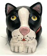 Vtg Hand Carved Wooden Cat Door Stop - Statue Figurine- 5x6x4.5&quot; - $621.73 MXN