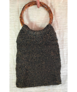 Gold Strand Knit Purse With Bamboo Hoop Handles Vintage c.1990s - $6.00