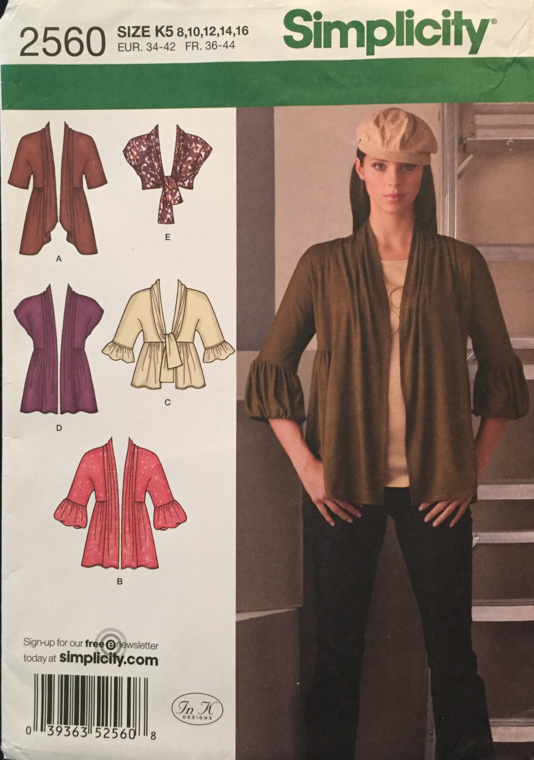 Simplicity 2560 Misses Knit Cardigans 5 Options, Pleats,Tie Front & Shrug - $6.00