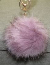 Smoke Purple Faux Fur Fuzzy Pom Pom Keychain Bag Clip - £3.91 GBP