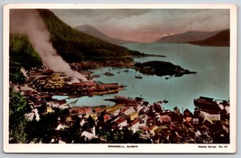 RPPC Hand Colored Birds Eye View Wrangell Alaska AK UNP DB Postcard K1 - £16.18 GBP