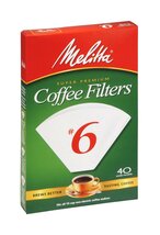 Melitta No. 6 White Cone Coffee Filter 40 pk - $322.28 MXN