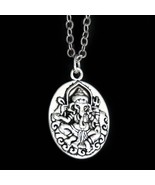 GANESHA NECKLACE 1&quot; Double Sided Pendant 20&quot; Chain Hindu Elephant God Sy... - $146.72 MXN