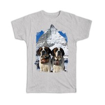 Saint Bernard Mountain : Gift T-Shirt Dog Puppy Pet Snow Winter Animal Cute - £14.37 GBP