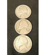 1943 PDS Silver Wartime Jefferson Nickels (Three) AA20-7423 Vintage - $158.32 CAD