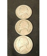 1943 PDS Silver Wartime Jefferson Nickels (Three) AA20-7423 Vintage - £90.80 GBP