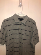 Nautica Mens XL Striped Polo Shirt Short Sleeve Cotton EUC - £8.53 GBP