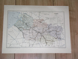 1887 Original Antique Map Of Department Of Somme Amiens / France - £22.75 GBP