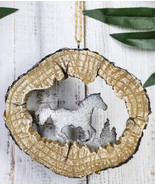 Rustic Western Wild Horse Faux Wood Log Slice Set of 4 Christmas Tree Or... - $51.73 CAD