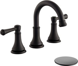 Timearrow Matte Black 8 Inch Widespread Bathroom Sink Faucet 3 Holes With, Mb - £70.35 GBP