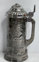 Vintage Avon Glass Beer Stein with Silver Metal Overlay Heavy Bottom - $11.83