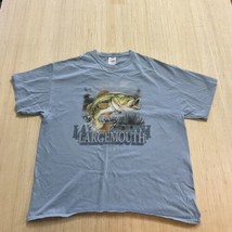 Gildan T-Shirt  XLarge Large Mouth Fishing Blue Cotton Size XL Mens Shor... - $17.42