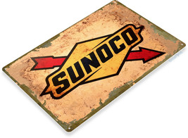 Sunoco Gas Station Oil Garage  Motor Retro Logo Rustic Wall Decor Metal Tin Sign - £9.49 GBP