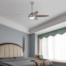 52 Inch Ceiling Fan with Lights and 3 Lighting Colors-Silver Gray - Colo... - £152.57 GBP