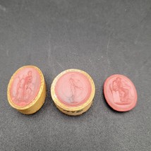 Three Antique c1800s Classical Red Wax Intaglio Art Cameos Italian Roman... - $296.99