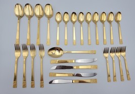 SUPREME CUTLERY Stainless Flatware Japan Gold Tone Silverware Lot Of 26 ... - $40.60