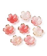 50 Flower Bead Caps Translucent Acrylic Red Ombre Floral Jewelry Supplie... - $6.77 CAD