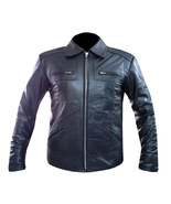 New Collar Design Black Leather Jacket Men Pure Armored Cowhide Biker Ra... - £165.24 GBP