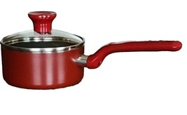 T-FAL ~ RED ~ 2 Qt. SAUCEPAN w/Vented Lid ~ Non-Stick ~ Thermo-Spot Tech... - £20.87 GBP