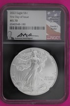 2022 MS 70 Silver Eagle David Ryder Coin NGC Certified Graded Authentic Slab 638 - $152.60 CAD