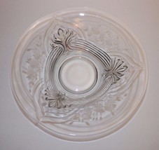 Large 12&quot; Vintage Pattern Glass Centerpiece Bowl Etched Floral Flames &amp; ... - $11.30