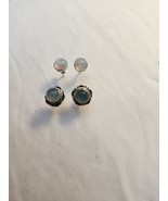 Earrings Stud Faux Pearl And Light Blue - £16.11 GBP