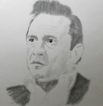 Johnny Cash Pencil Drawing 9x12 Original Portrait Sketch - £22.23 GBP