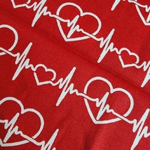 Fabric Traditions Cotton Fabric Fat Quarter 18&quot;x21&quot; Red EKG Hearts Heartbeats - £3.92 GBP