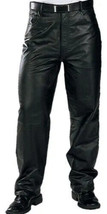 Men&#39;s Genuine Lambskin Soft Real Leather Black Pant Formal Wear Stylish Casual - £107.04 GBP+
