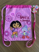 Dora Explorer &amp; Boots Drawstring Bag Backpack Nick Jr Cinch Bag Pink 15.5x11.5&quot; - £12.88 GBP