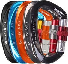 Climbing Carabiner 5 Pack Auto Locking Heavy Duty Caribeaners Twist Lock - £34.24 GBP