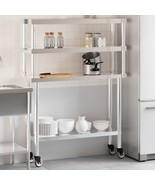 Kitchen Work Table with Overshelf 43.3&quot;x11.8&quot;x59.1&quot; Stainless Steel - $366.99