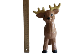 Vintage 10.5&quot; Mold Christmas Ceramic Reindeer Deer Quilted Hand Painted Patches - £11.21 GBP