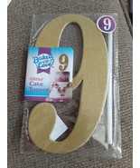 Gold Glitter Cake Topper Number 9 - 3 x 6&quot; New!!! - £5.44 GBP