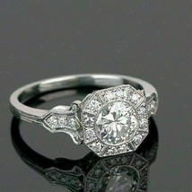 Vintage Engagement Ring 2.40Ct Round Cut Halo Diamond 14k White Gold in Size 8.5 - £211.90 GBP