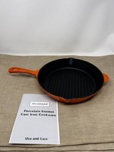 Technique Enamel Cast Iron 10&quot; Round Grill Pan-Orange - £46.97 GBP