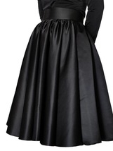 A-Line Taffeta Midi Skirt Women Plus Size Taffeta Pleated Formal Skirt Outfit image 6