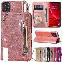For iPhone 12 Pro Max mini Bling Glitter Leather Card Slot Wallet Kickstand Case - £42.91 GBP